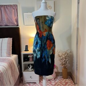 Anthropologie Strapless Dress - Multicolor Floral size 2